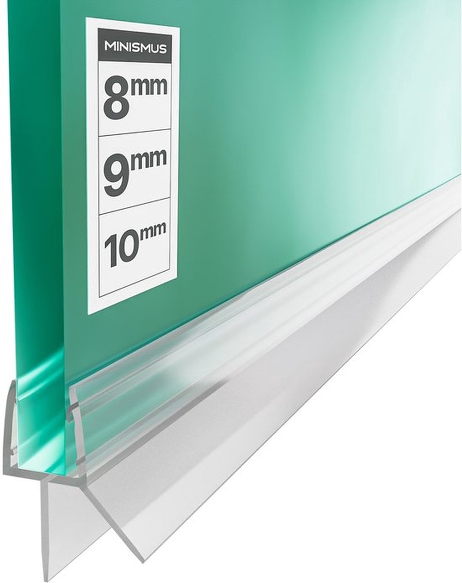 Minismus Douchedeurafdichting met Waterkering 8-10 mm (1 Strip van 90 cm, Makkelijk Inkortbaar) - Waterstopper Geschikt voor glas van 8 tot 10 mm - Douchestrip - Douchedorpel Lekstrip voor Horizontale bevestiging