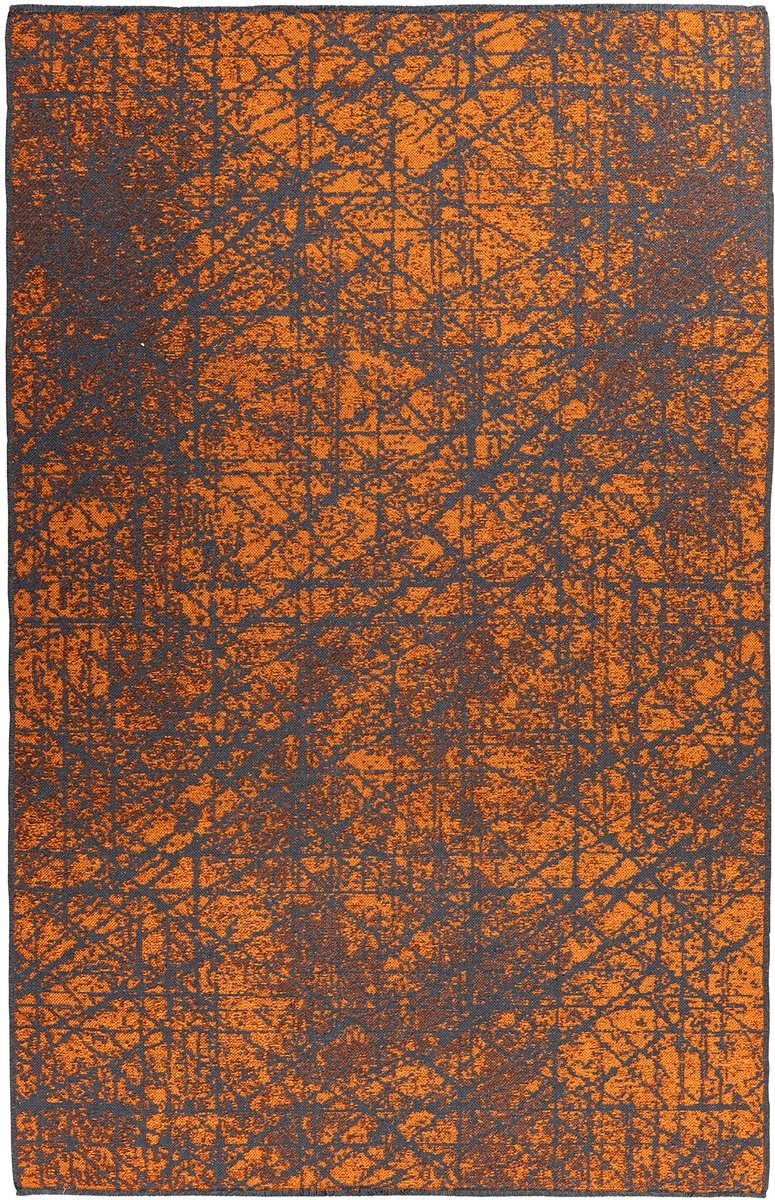Padiro laagpolig vloerkleed 80 x 150 cm - oranje - modern abstract design - geschikt voor vloerverwarming - van polyester