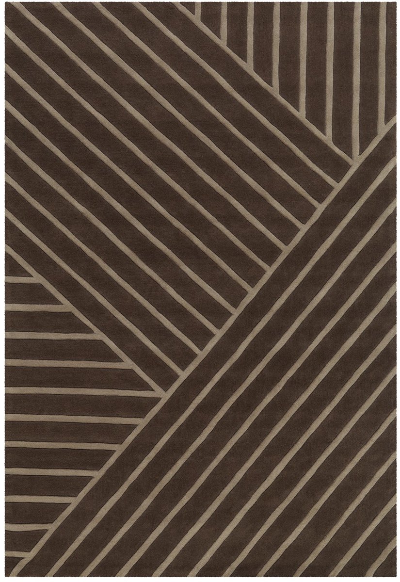 Padiro laagpolig vloerkleed 120 x 180 cm - taupe - modern geometrisch patroon - geschikt voor vloerverwarming - van modacryl