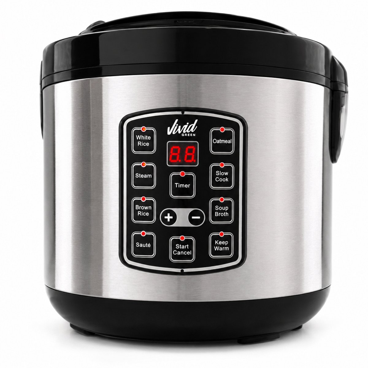 Rijstkoker met Stomer - 1.5L - Slowcooker met Timer - 8 Porties - Multicooker - Rice Cooker - RVS - Vivid Green