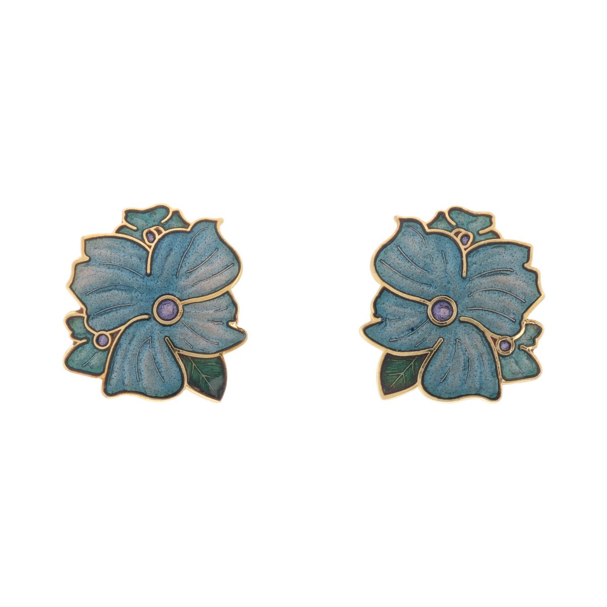 Behave – Oorstekers gelaagde bloem – Blauw petrol – 2,2 x 2,4 cm