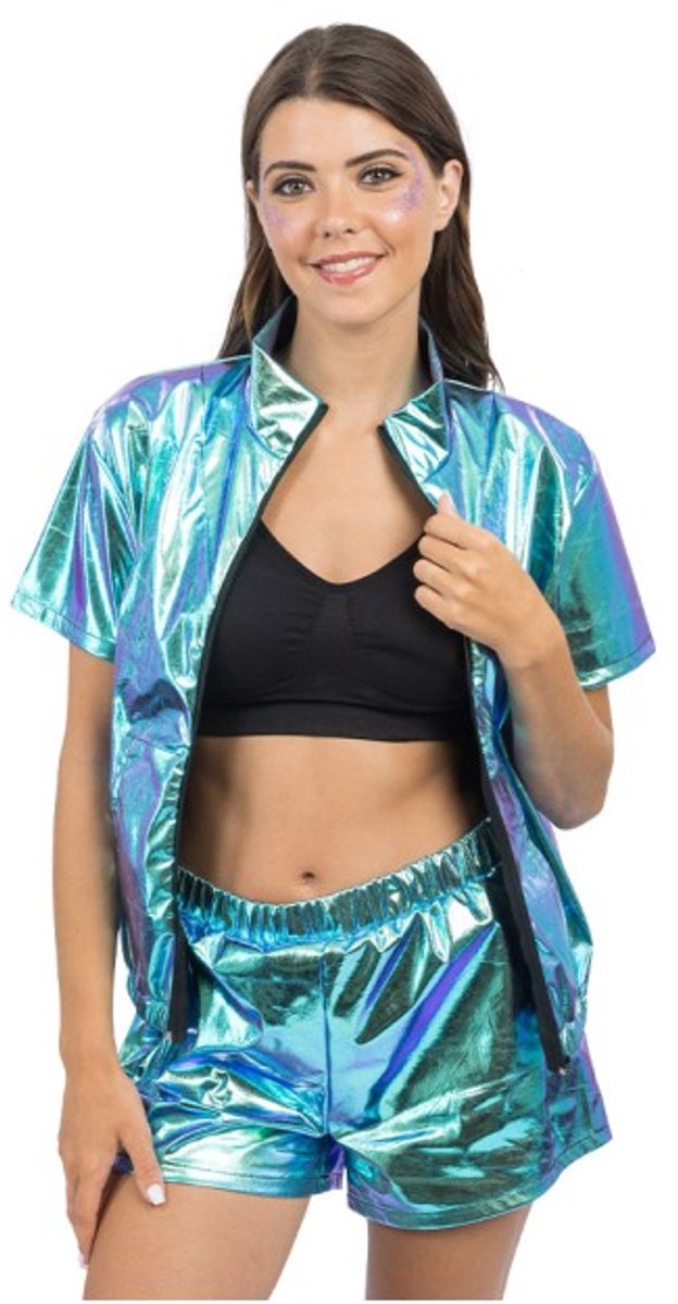 Set Jas en Broekje Blauw Iriserend - Maat M
