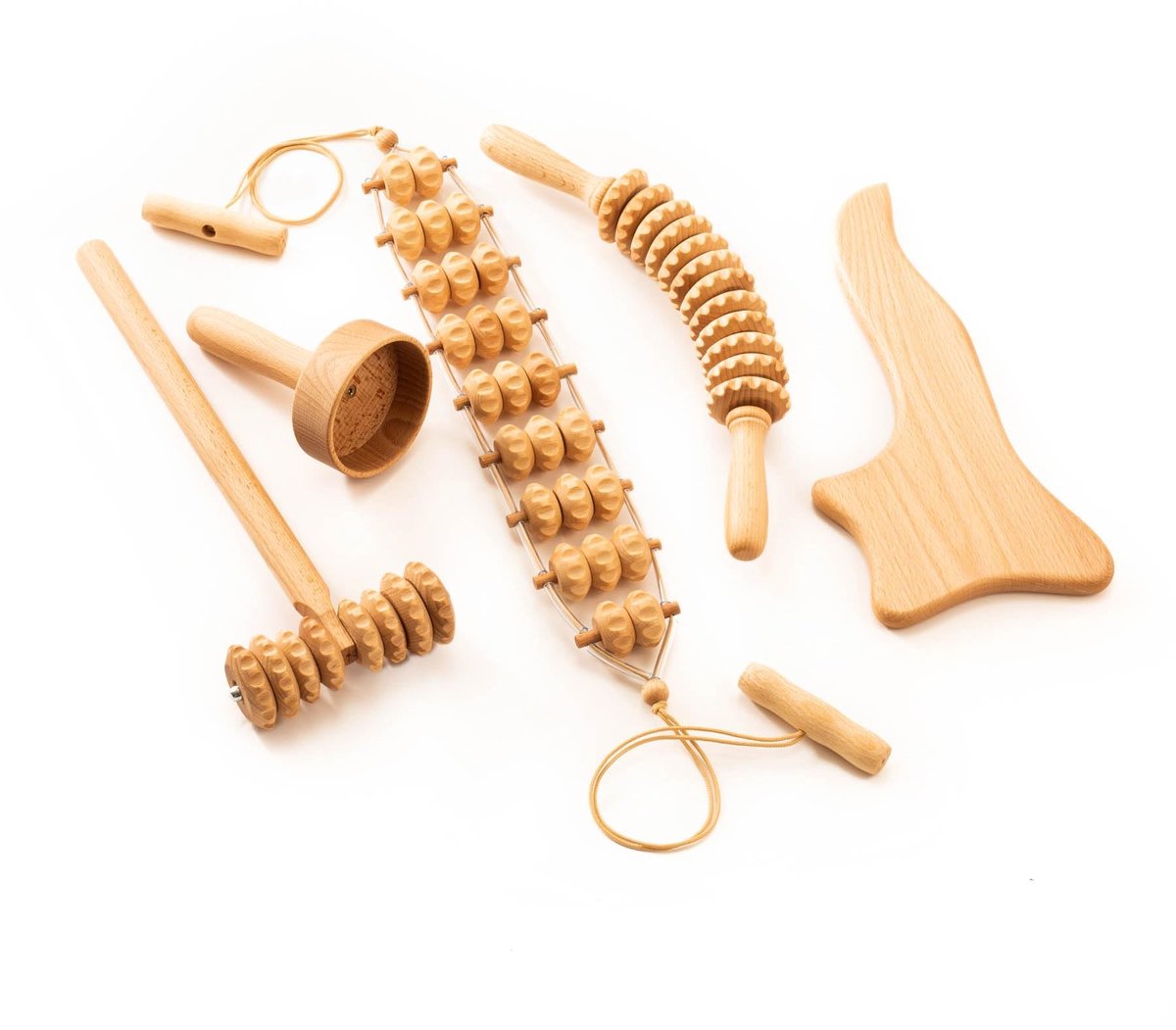 Solidchoice - Maderotherapie Houten Massage Set met Massageroller en Zweedse Beker