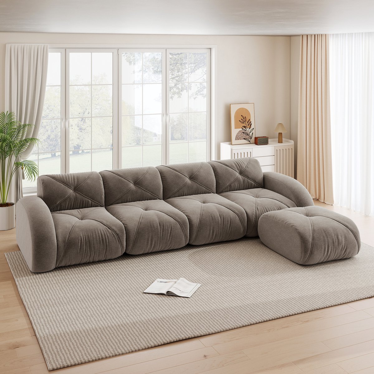 Sofa met Wolkenweiche Zitervaring - Ontspanning voor het hele gezin - 358x171x76 cm, Taupe