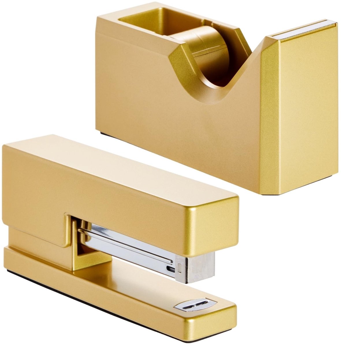 Solidchoice - Kantoor Stapler en Tape Dispenser Set in Matte Goud (2 Stuks)