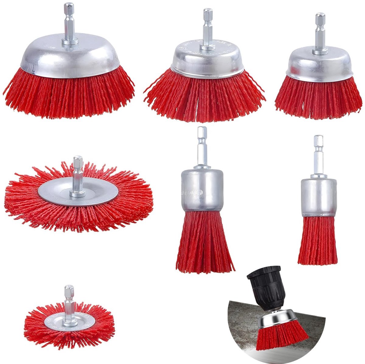 Solidchoice - Set van 7 Nylon Borstels voor Schoonmaak en Onderhoud