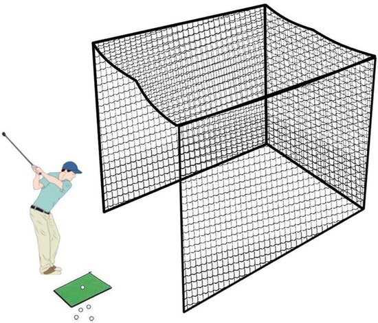Kooi Net Voor Golf Oefening 3x3x3M - Golfslag Net Met 25x25cm Vierkant Gaas 3mm Touw - Golf Honkbal Hockey Oefenkooi Voor Binnen En Buiten Gebruik - Achtertuin Training Metals Standards — afbeelding 5
