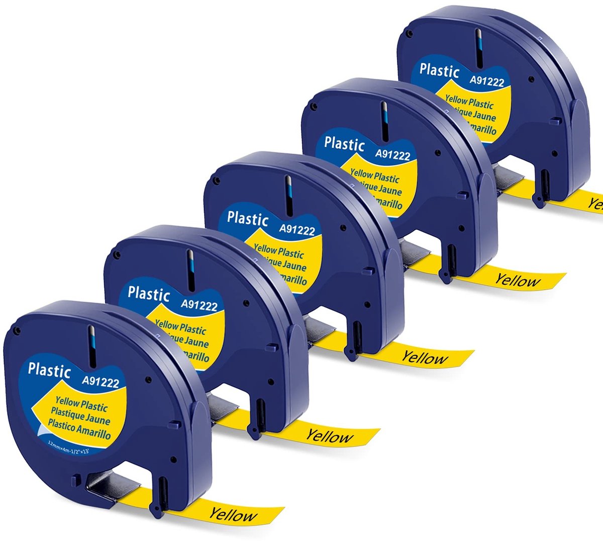 Solidchoice - Gele Plastic Etikettentape voor Dymo Letratag, Zwart op Geel