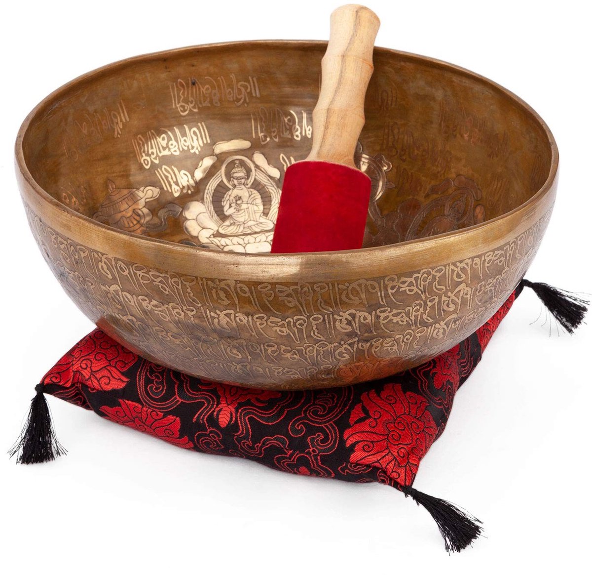 Solidchoice - Handgemaakte Tibetaanse Klankschaal met 5 BUDDHAS Gravure