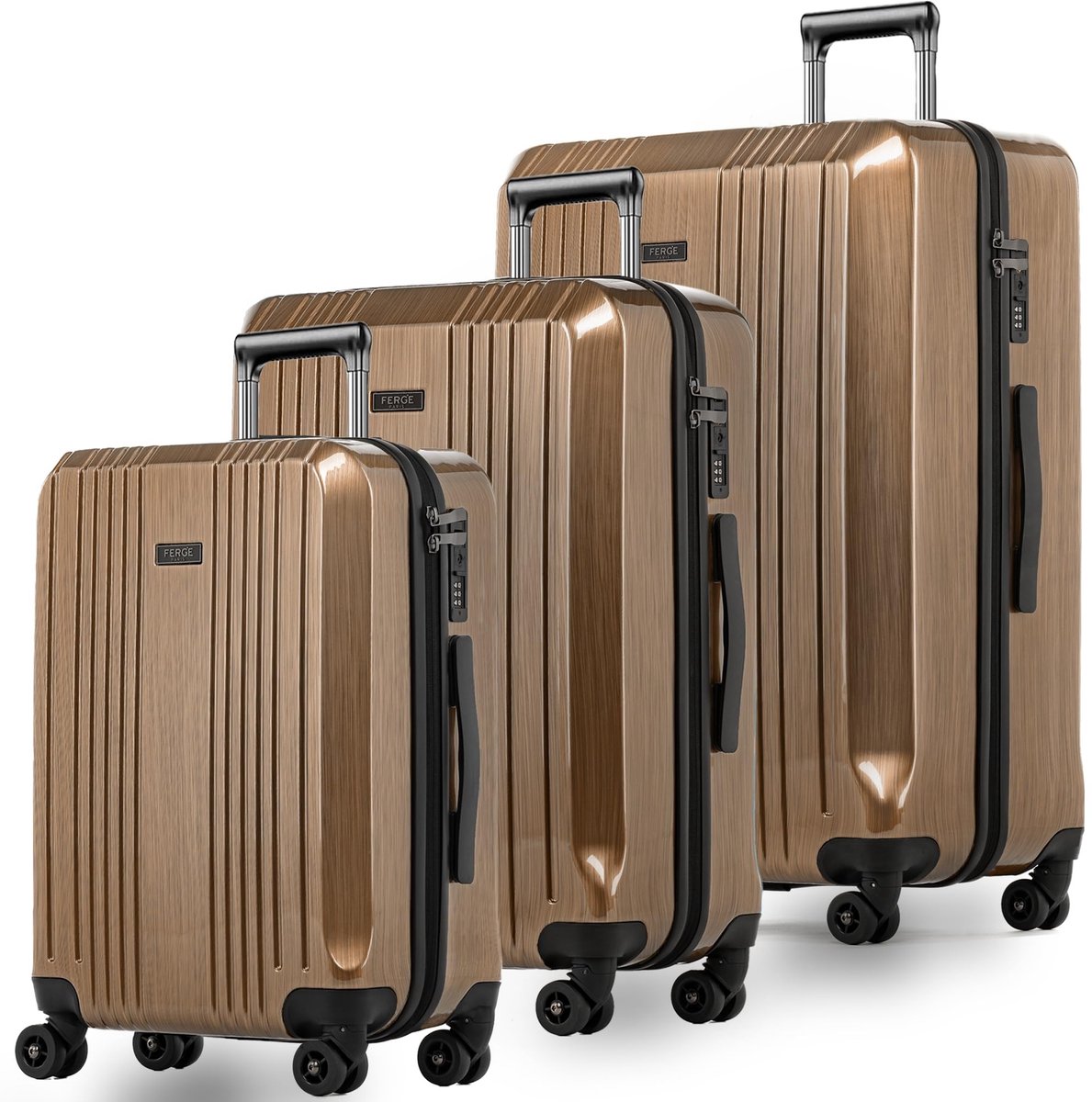 Solidchoice - 3-delige Koffer-set Reisbagage Premium Harde Spinner Bruin