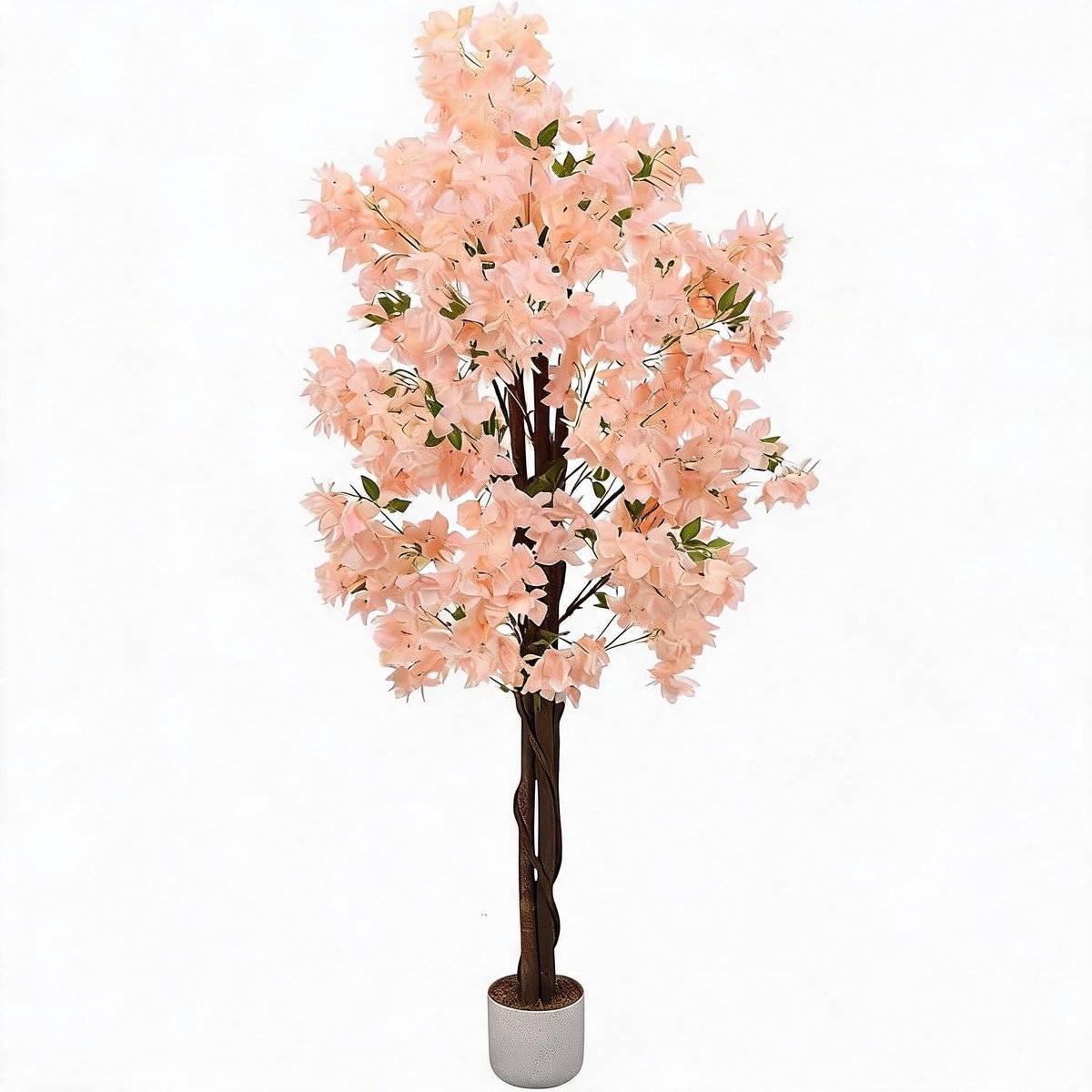 HOERFURIY Kunst kersenbloesemboom - 180 cm - vlindervormige zachtroze polyester bloemen - aanpasbare takken - zwarte pot - woning kantoor bruiloft decoratie