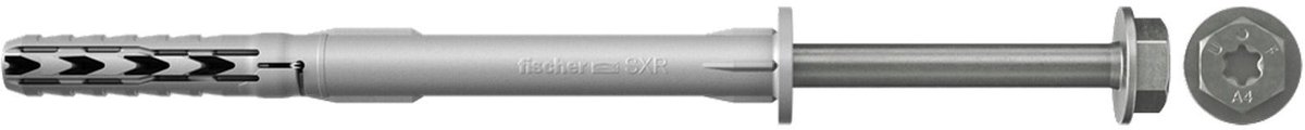 Fischer 50x Langschachtplug SXR 10 x 160 mm FUS Zeskantbout met U-ring roestvrij staal A4 - 46345