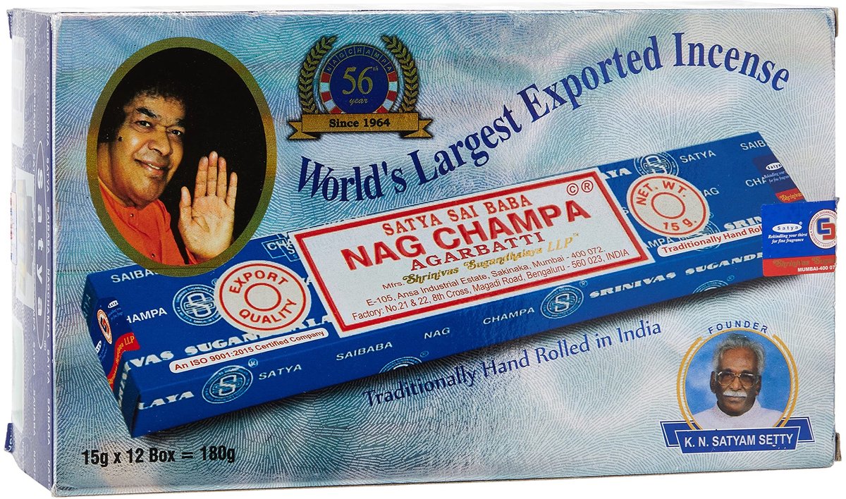 Solidchoice - Satya Nag Champa Wierookstokjes 15 g (12 Stuks)