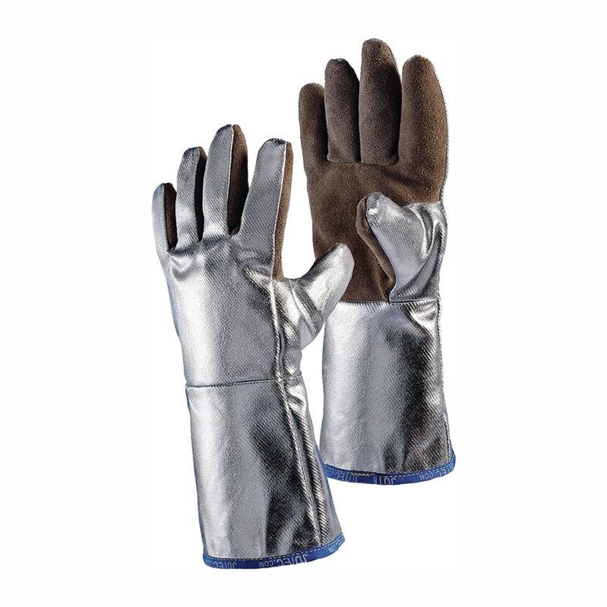 JUTEC hittebestendige handschoenen 5-vinger universele maat bruin / zilver - H05LA238-W2
