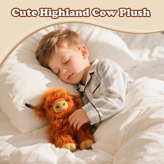 Casalora Pluche knuffel -Schotse Hooglander Koe Knuffel - Hooglandkoe Pop - Zacht en Knuffelig - Lang Pluizig Rood Haar - Realistische Details - 25 cm - Geschikt voor Kinderen — afbeelding 2