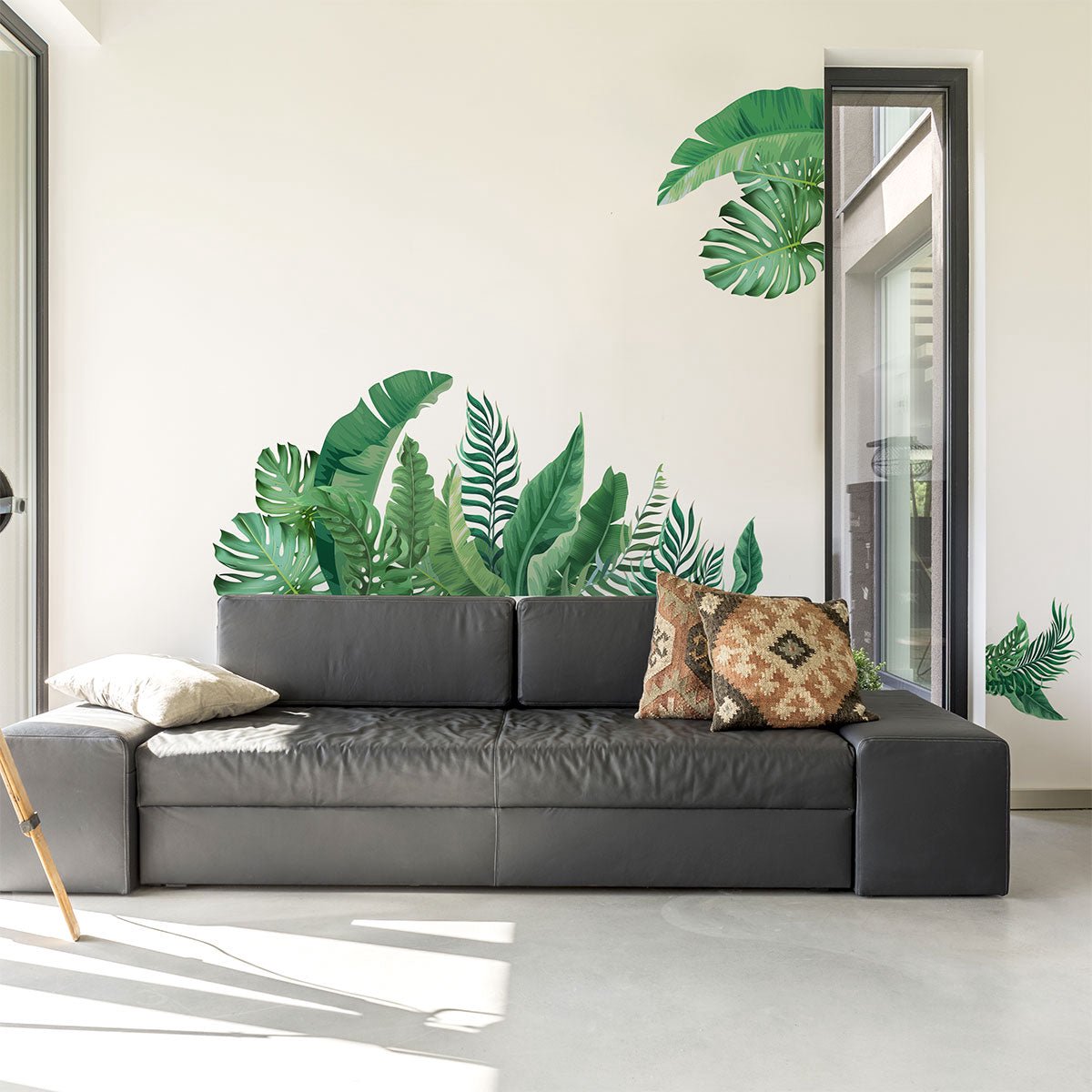 Ambiance Sticker Muurstickers - Tropische bladwaaier - Transparante achtergrond - 60x90cm Multi color