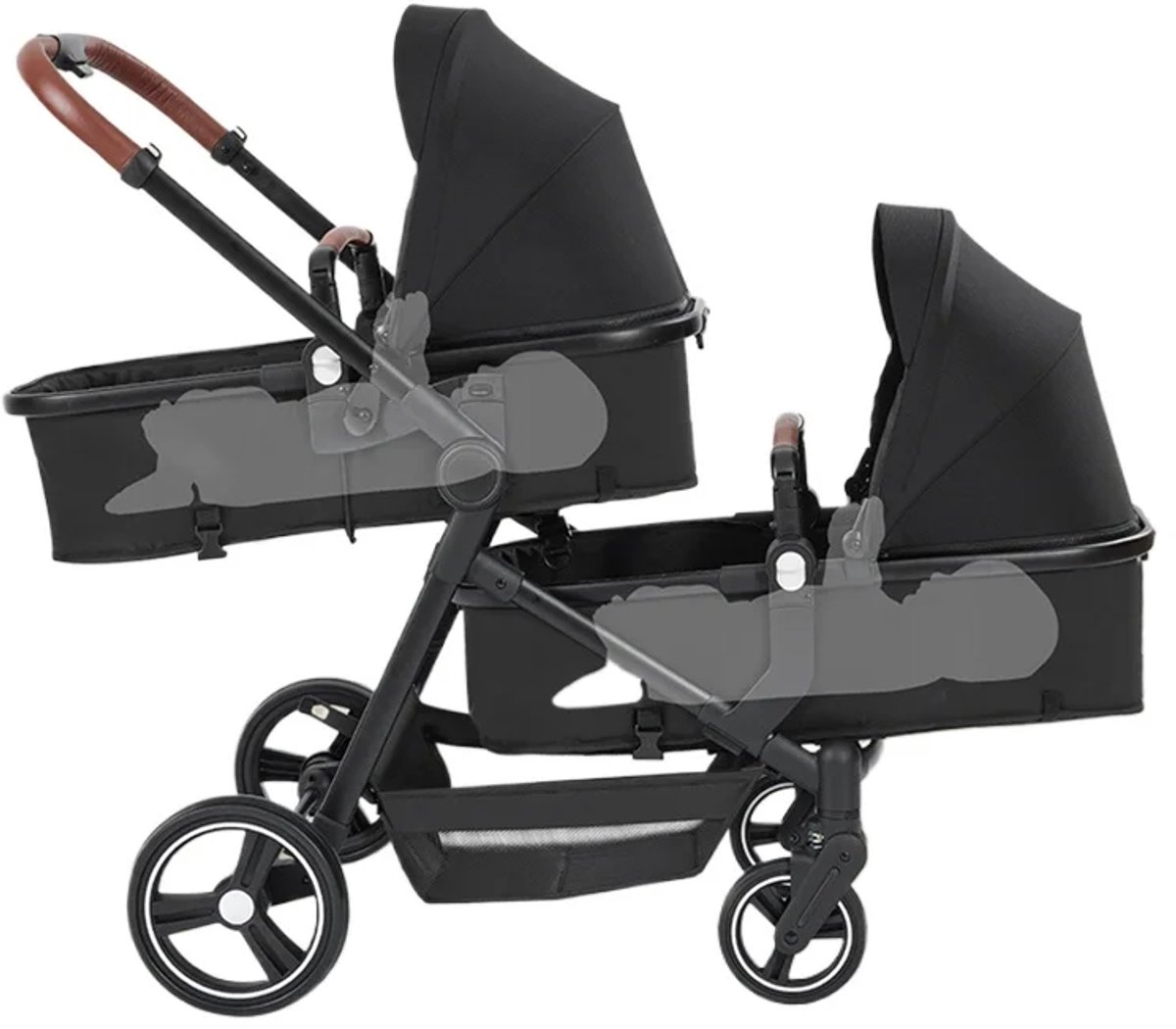 Solayne Kinderwagen - Buggy - Duo kinderwagen - Tweeling kinderwagen - Dubbele kinderwagen - Opvouwbaar - Lichtgewicht - Licht grijs — cadeau in Cadeau-ideeën - foto 6