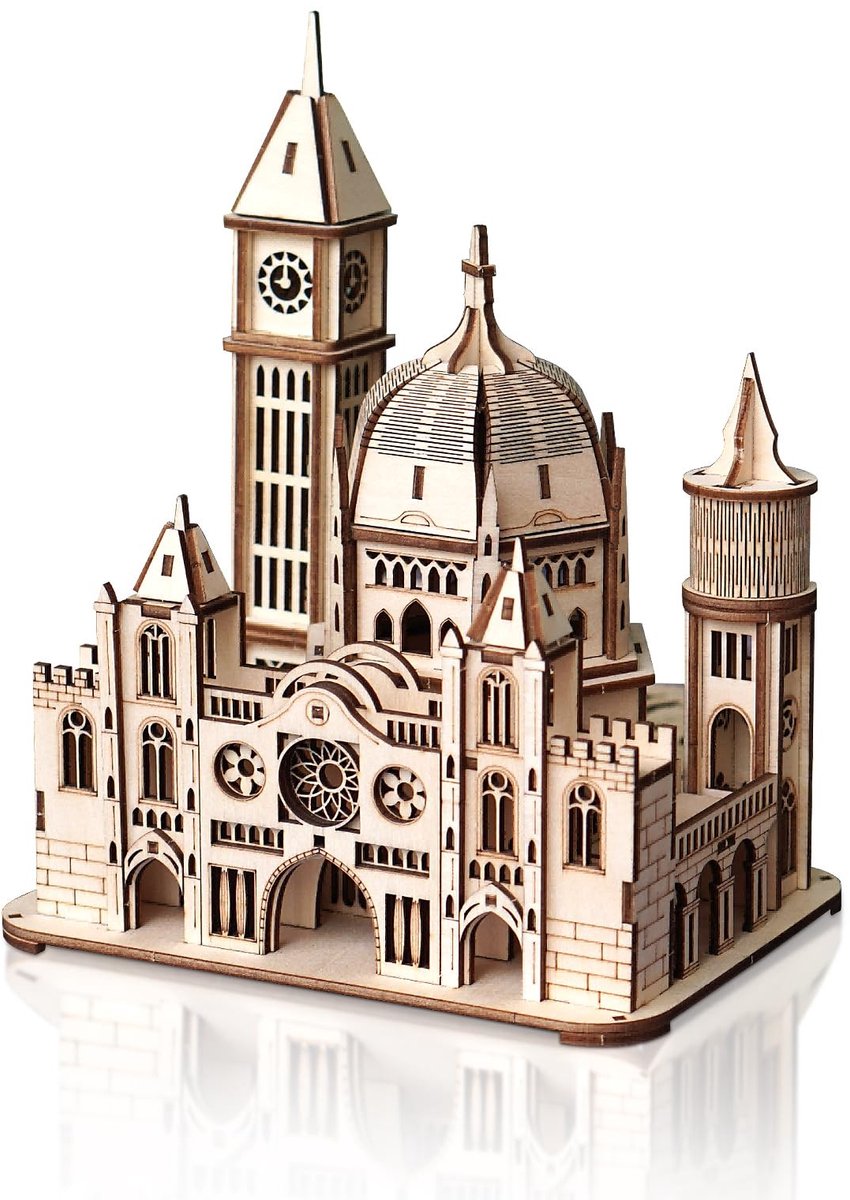 Solidchoice - 3D Houten Puzzel Kerkset - Bouwmodel voor Volwassenen en Tieners