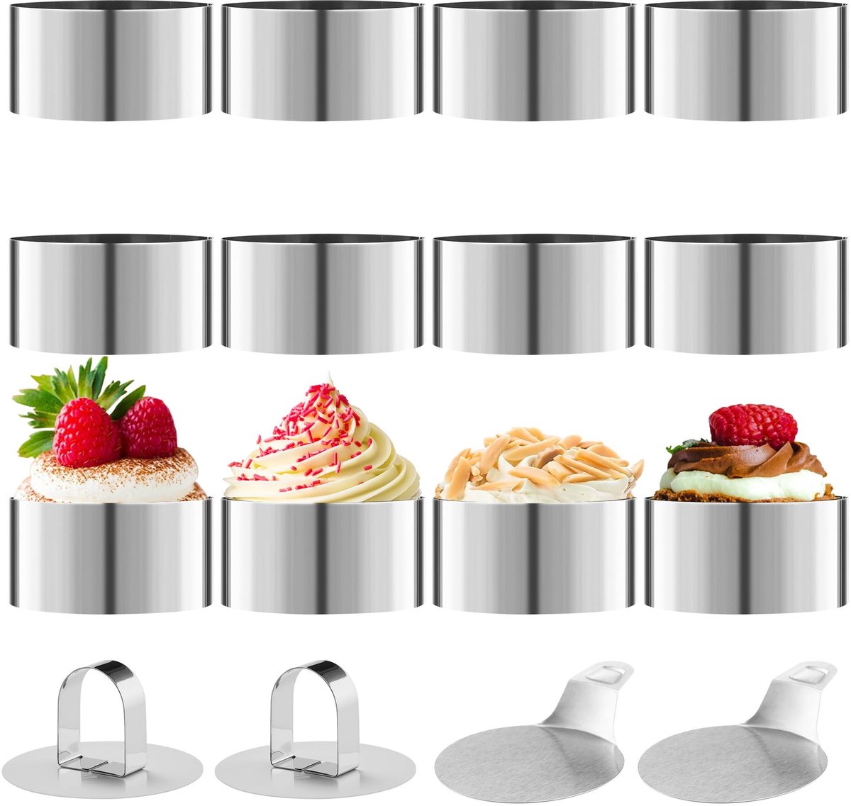 Solidchoice - 16 delige Set van Dessertvormpjes - Inclusief 12 Taartvormen en 2 Deksel