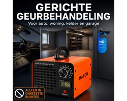Digitale Ozongenerator Oranje – Ozonapparaat met Display en 0–120 Min Timer – Inclusief EU-Stroomkabel 1,5 m, Waarschuwingsbord en Handleiding – Voor Onbezette Ruimtes