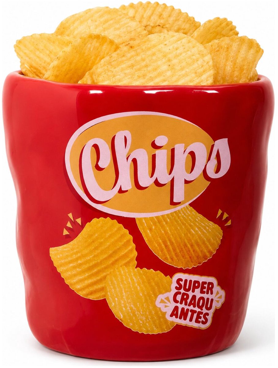 Cook Concept Chips bak / emmer - rood - keramiek - 15 x 13 cm - bioscoopstijl - snackschaal