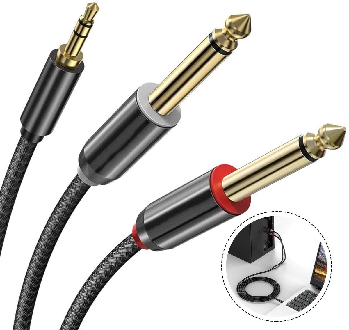Solidchoice - 3.5mm naar 6.35mm Stereo Audio Kabel 1.8m