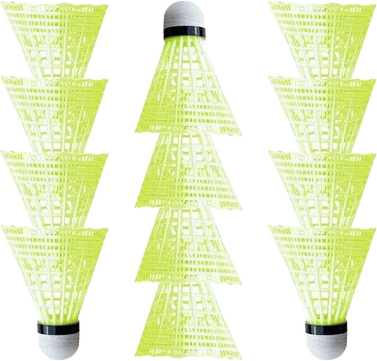 Nylon Badminton Shuttlecocks - Badmintonballen Beginners - Sporten Buiten - Stabiele Gebalanceerde Baan - 12 Stuks - Geel