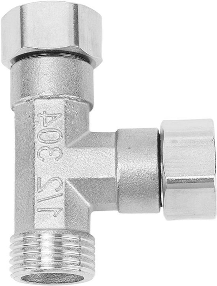 Tee Pijp Montage 3 Way Tee 304 RVS Slang Connector Pijpleiding Adapter G1/2 voor Water Lucht(2 binnendraadverbinding en 1 buitendraadverbinding)