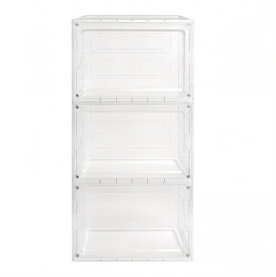 FloraGrace Transparante Stapelbare Schoenopbergbox - Frontopening En Uitbreidbaar - 27 X 34 X 19 Cm - ABS En PP - Transparant - Schoenen Opbergen En Tonen — afbeelding 5