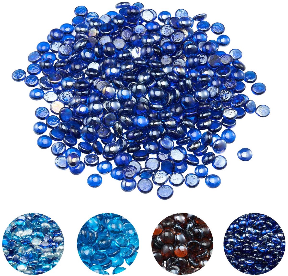Hittebestendige Glasstenen, 9 Kg Glasparels van 19 mm voor Vuurkorven, Rookvrij Decoratief Haardglas, Vuurkristallen en Vuurparels, Geschikt voor Open Haard, Kobaltblauw