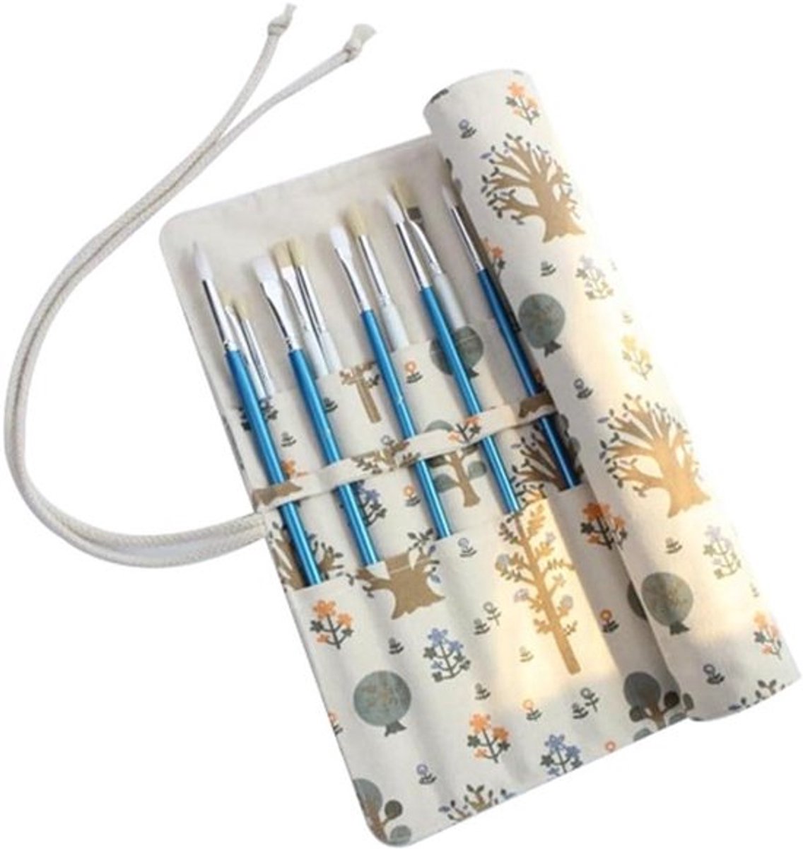 Penseelhouder met 20 vakken voor schilders - Ideaal voor opgerold canvas - Handige penseeltas voor kunstenaars en acrylverf liefhebbers - Geschikt voor aquarel, make-up en kwasten - 38 cm breed