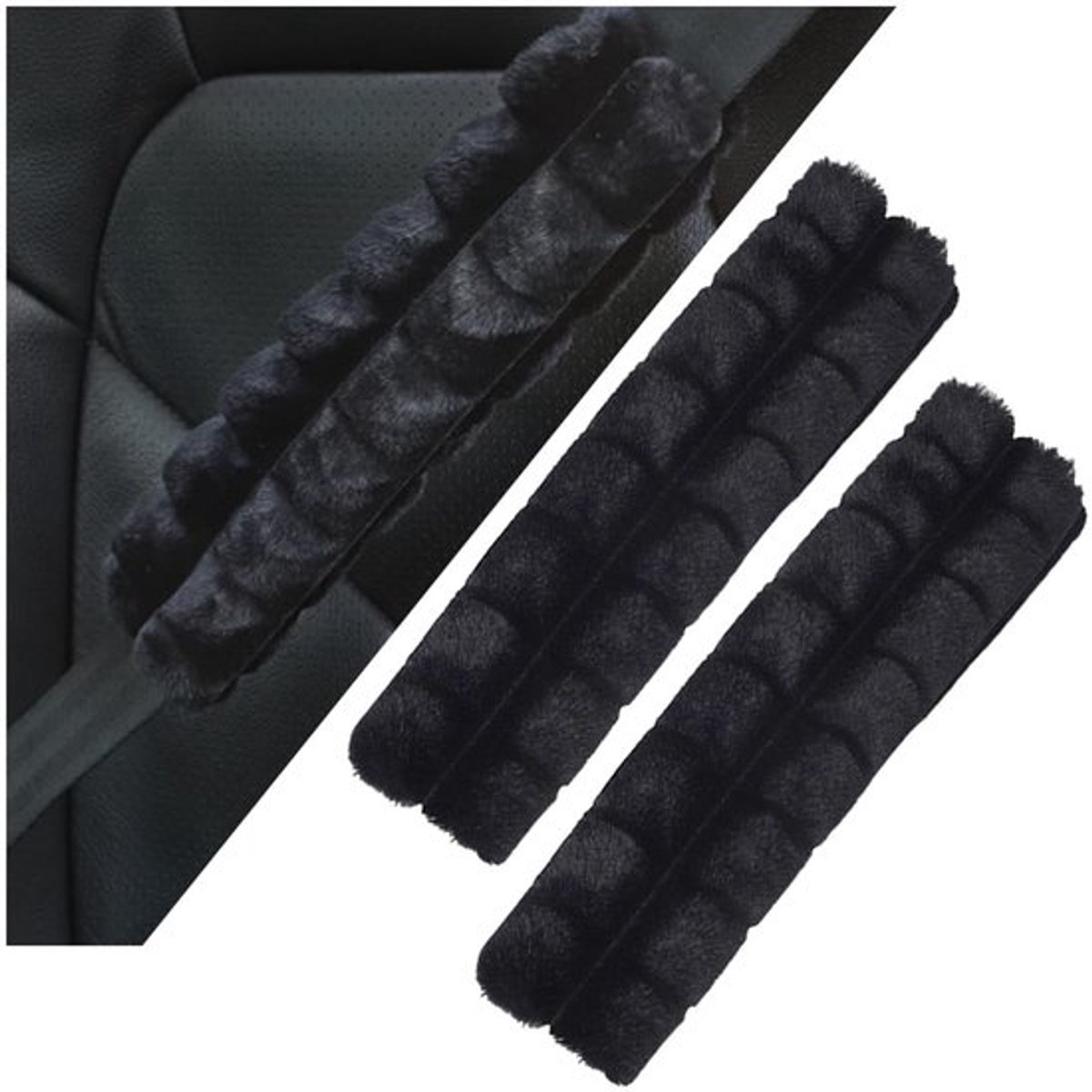 2 stuks schouderbescherming, veiligheidsgordelkussen, zachte veiligheidsgordel, schouderbescherming, veiligheidsgordel, auto, zacht, gevoerd (zwart)