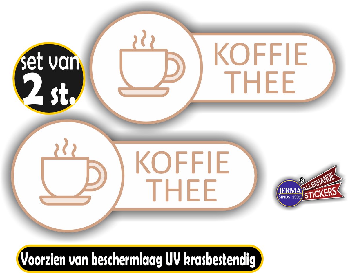 JERMA-Koffie Thee corner pixtogram sticker set 2 stuks