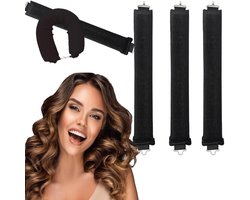 Krullen zonder hitte, 3 stuks, heatless curls, grote krullen, krulspelden 's nachts, overnight blowout, heatless curls heatless blowout, hete krulspelden voor volumineuze krullen (zwart)