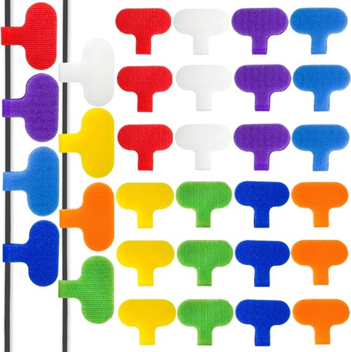 32 stuks meerkleurige duurzame kabellabels -met beschrijfbaar oppervlak - waterdichte draadlabels - voor elektronica-organisatie, computer- en industrieel kabelbeheer - 3.8*6.2cm kabellabels - 8 kleuren)