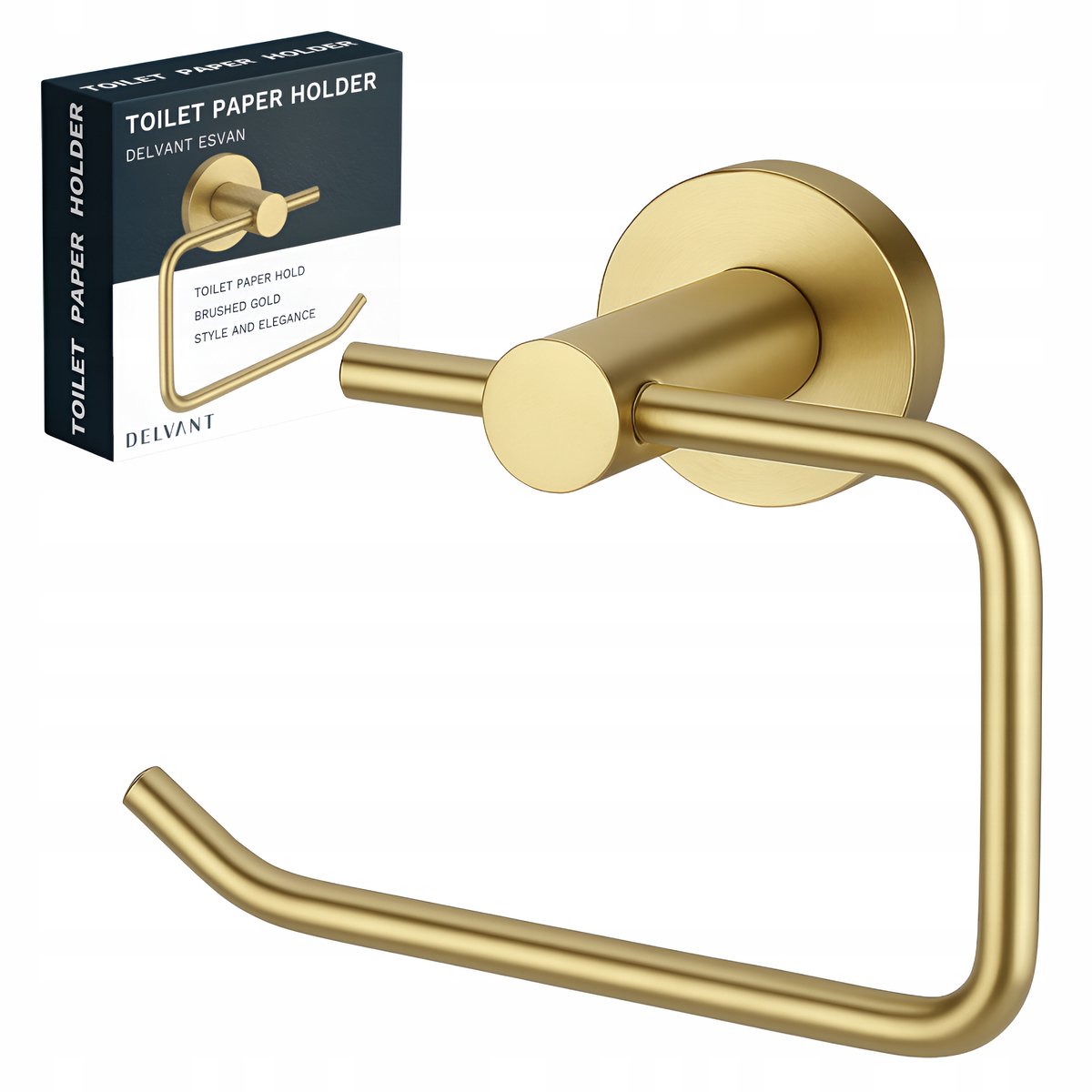 Merkloos Gouden Wandhouder Toiletpapier - Metaal, Geborsteld Goud