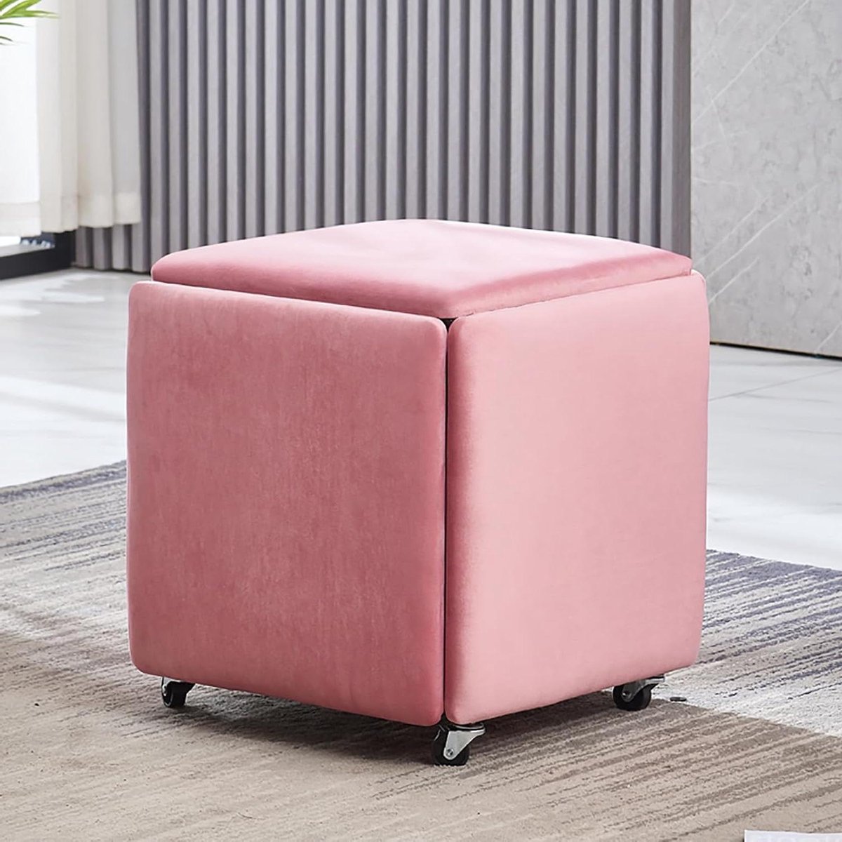 Nesting Ottomaanse Kruk - Stapelbare Voetenbank - Extra Zitplaatsen - Flexibel Ontwerp - 14x14x15 inch - Fluweel
