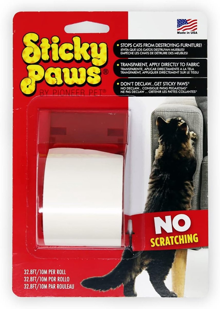 Sticky Paws beschermende tape 10 meter - transparant - eenvoudig aan te brengen - voorkomt beschadiging van meubels - ShopVlot