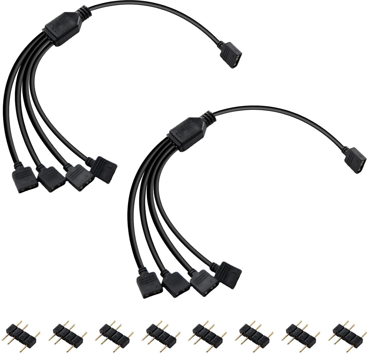 ARGB 3-pin kabels 1 naar 4 splitter - 30 cm flexibel PVC - betrouwbaar voor LED strips en fans - ShopVlot