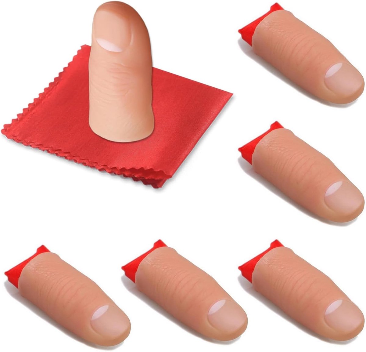 magische vingers met rode doeken - set van 6 - valse duim - perfect voor beginners en feestjes - ShopVlot
