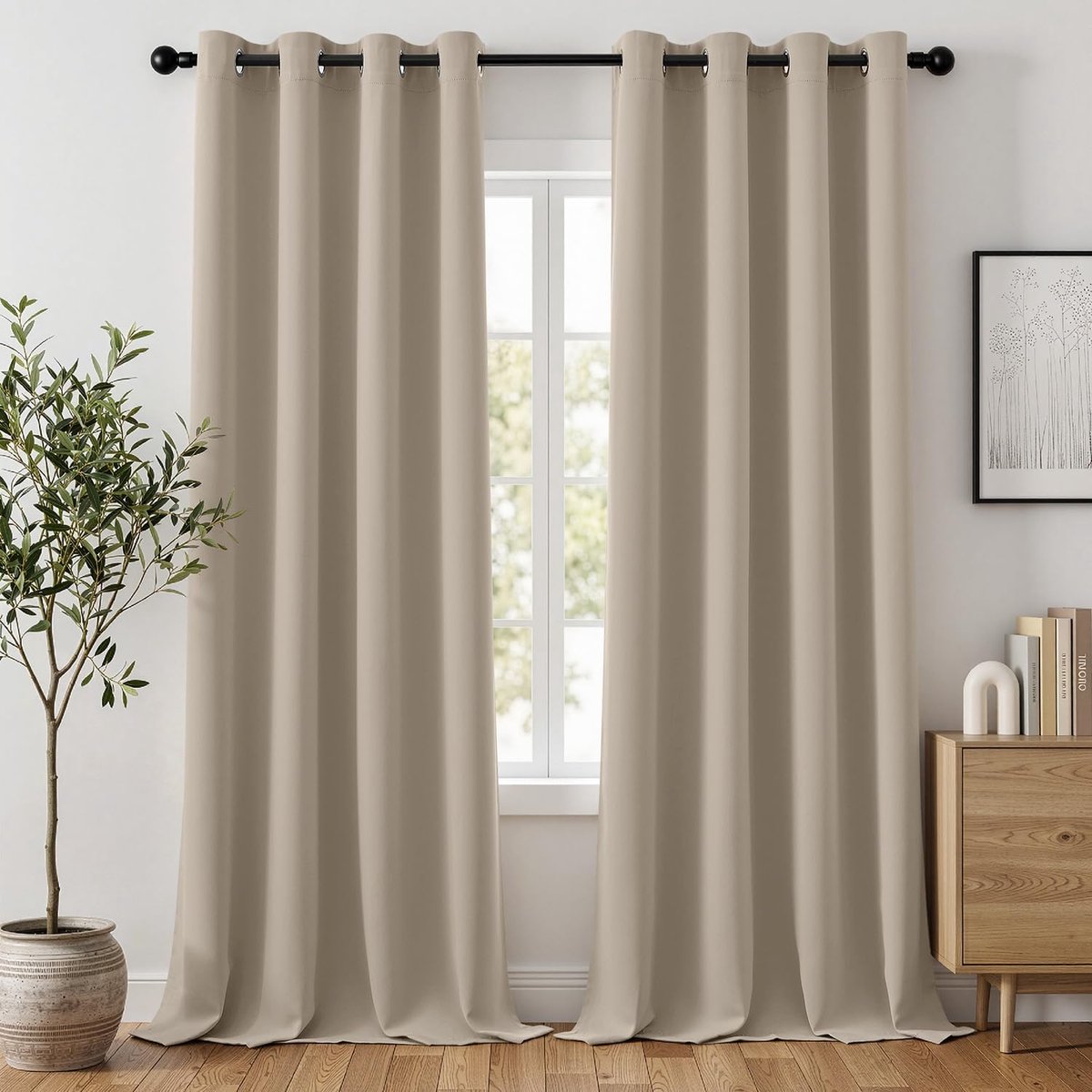 Verduisteringsgordijnen 140 x 200 cm - modern lichtbeige - warmte-isolerend - maximale privacy - ShopVlot