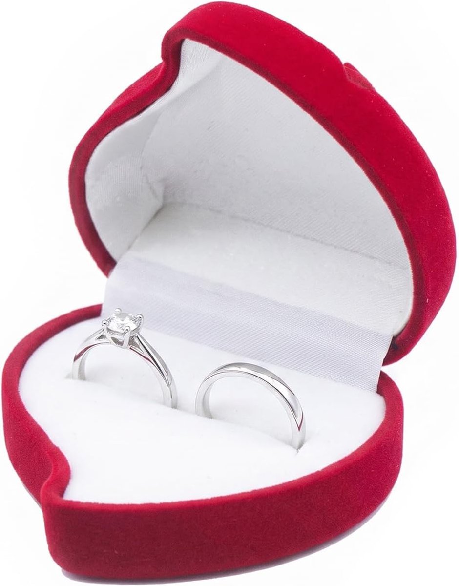 Ringdoos voor verlovingsringen - rood fluweel - elegante ringhouder - perfect voor huwelijksaanzoek - ShopVlot