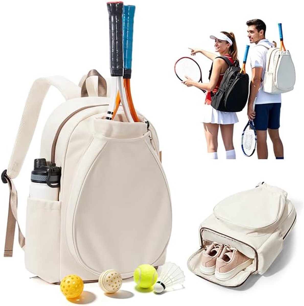 Tennisrugzak ruime capaciteit - meerdere vakken - voor rackets en ballen - ideaal voor sporters - ShopVlot