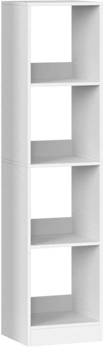 Hzuaneri Boekenkast, open houten boekenplank, 4-laags, 124cm, wit