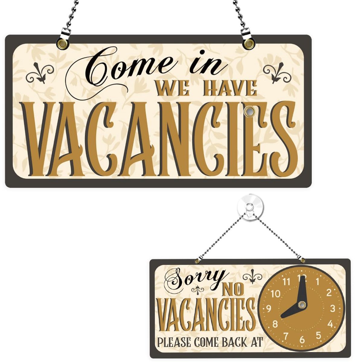 Dubbelzijdig bord met klok - vintage bloemen - decoratie voor etalages - aan de deur hangen - ShopVlot