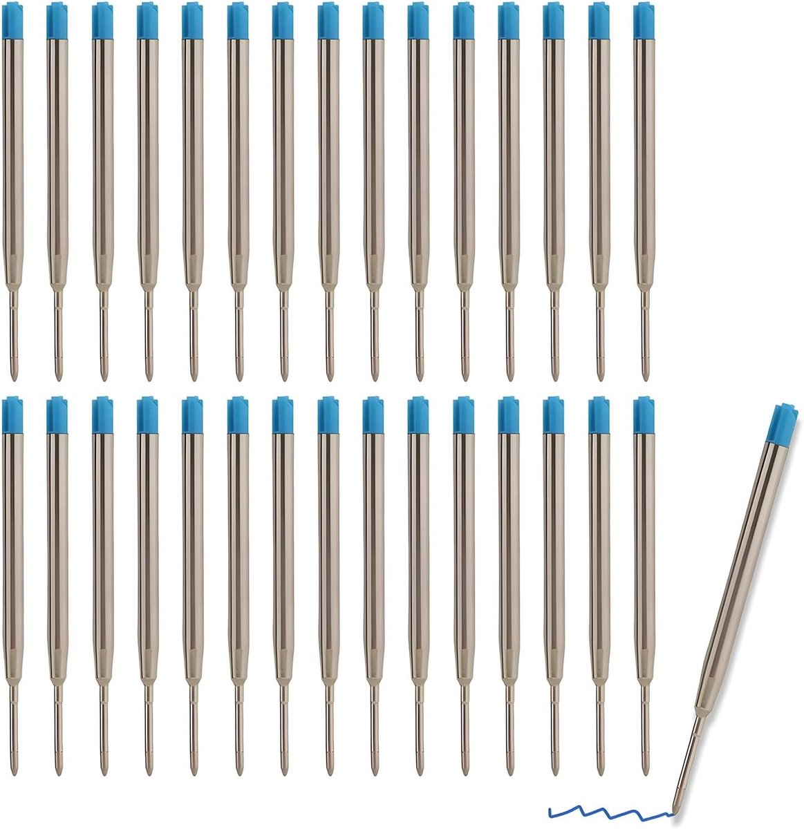 Balpen navullingen 30 stuks - blauw - groot formaat - ideaal voor dagelijks gebruik - ShopVlot