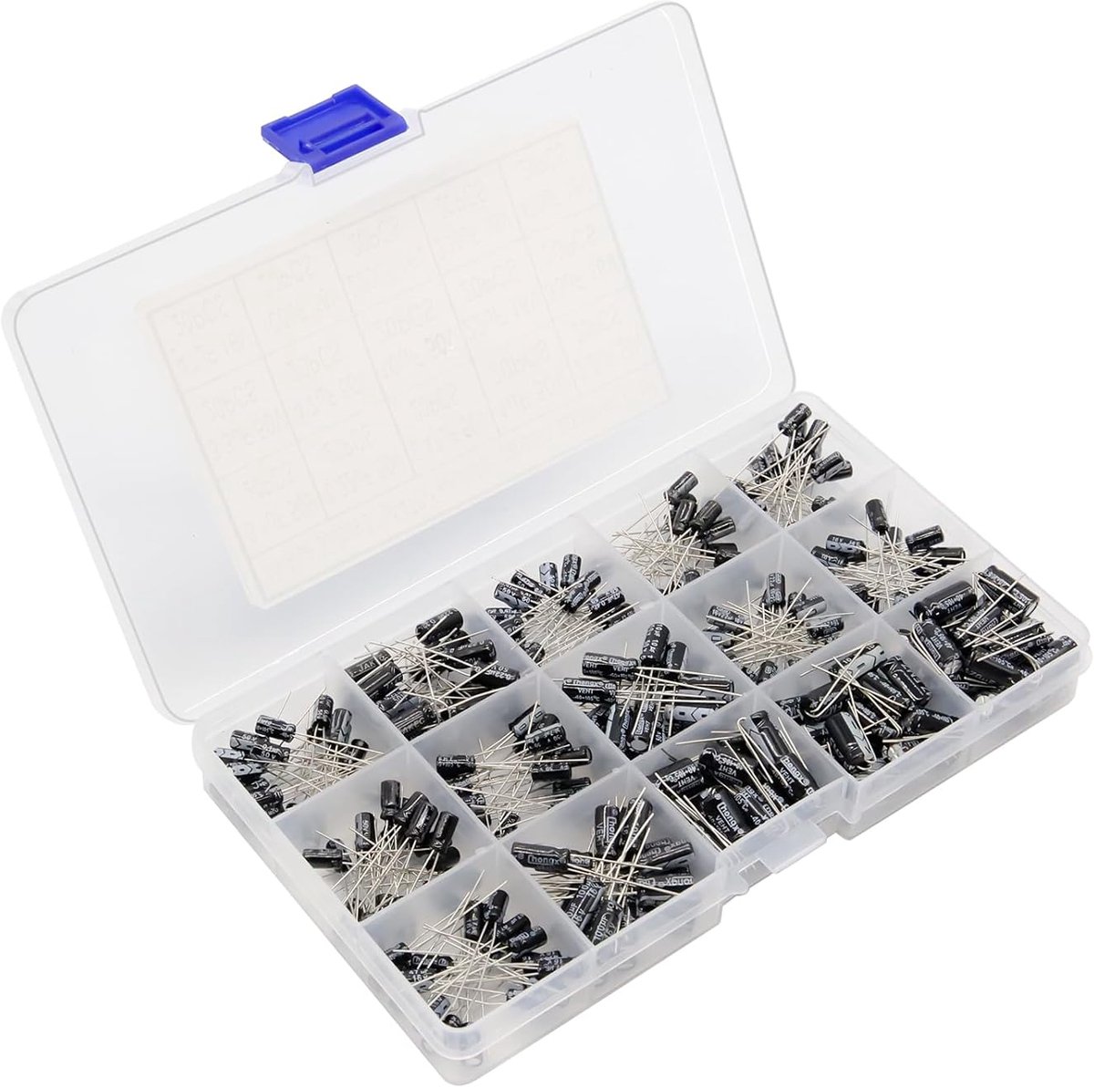 elektrolytische condensatoren 0.1uF-470uF - 300 stuks - assortiment in opbergdoos - perfect voor elektronica projecten - ShopVlot