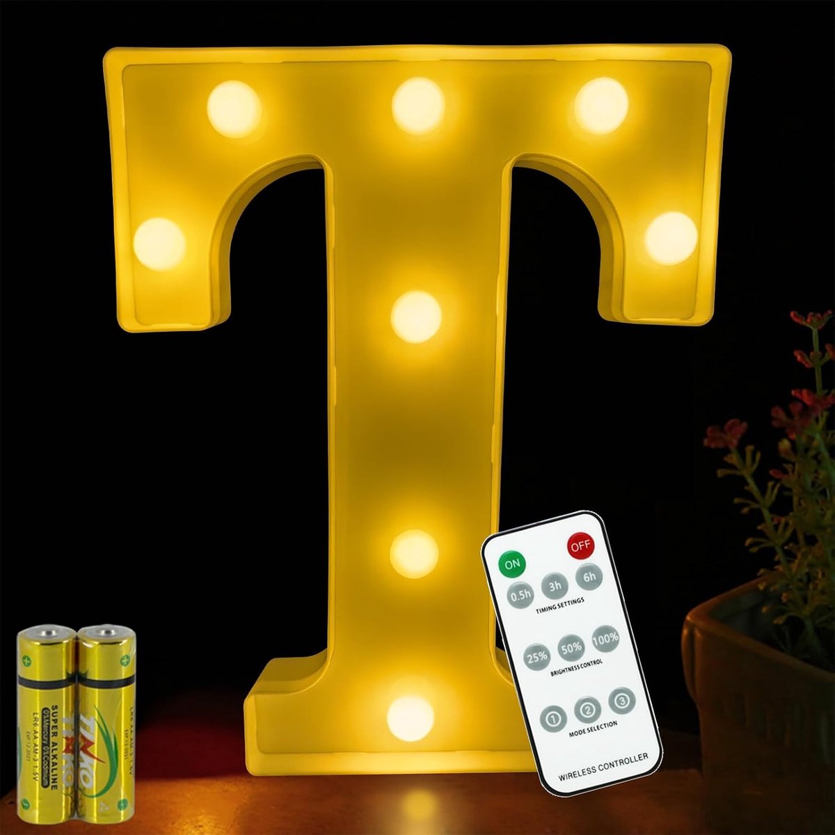 Letterlamp met afstandsbediening - LED verlichting - Verstelbare helderheid - Perfecte decoratie voor feesten - ShopVlot