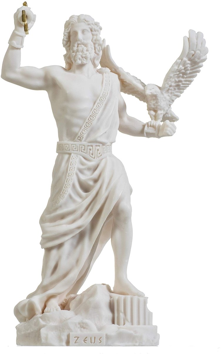 Standbeeld Zeus Griekse god Jupiter 23,5 cm - Albast - Elegant design - Perfect voor decoratie - ShopVlot