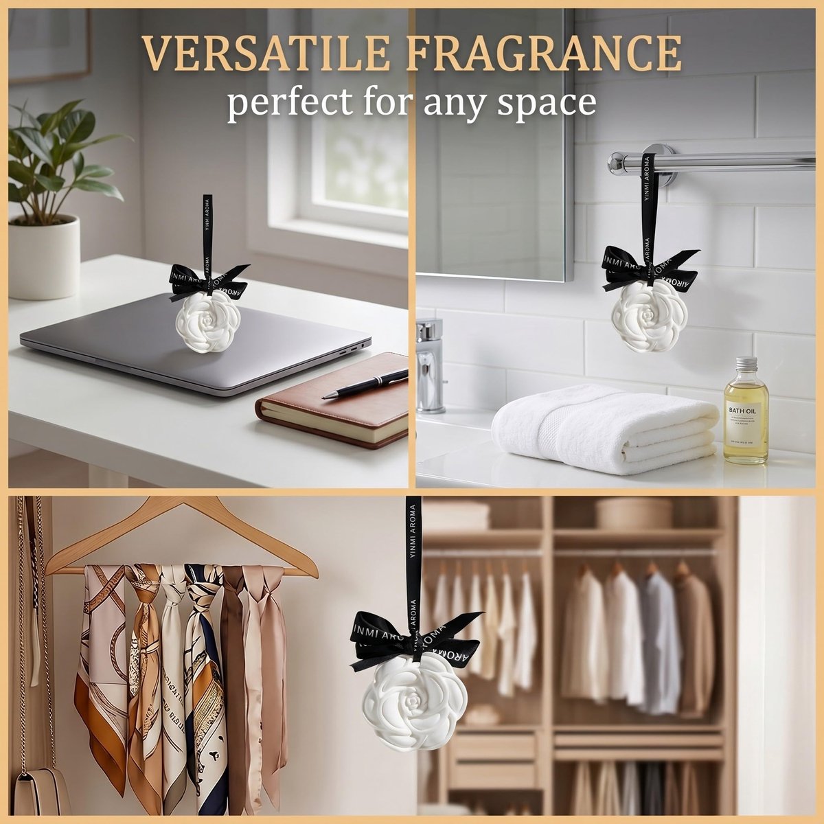 Etherische olie geurstenen 3-pack - Autoparfum - Geparfumeerde bloemen - Frisse geur in auto en huis - ShopVlot